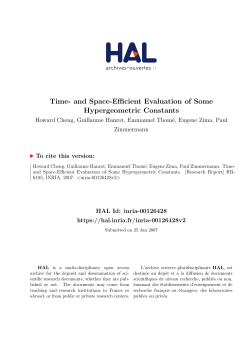 and Space-Efficient Evaluation of Some Hypergeometric - HAL