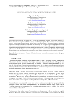 Consumer Motivations for Participation in Boycotts