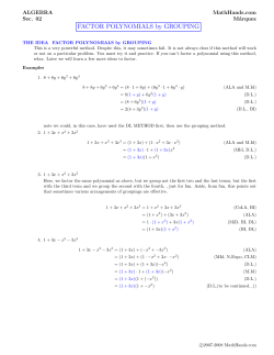 FACTOR POLYNOMIALS by GROUPING