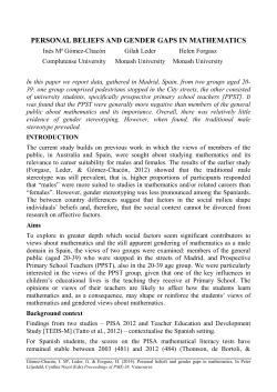 PERSONAL BELIEFS AND GENDER GAPS IN MATHEMATICS