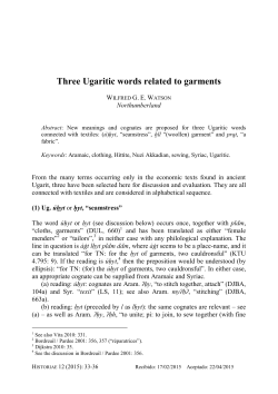 Three Ugaritic words related to garments