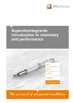 Superdisintegrants: introduction to chemistry and