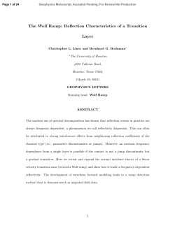 The Wolf Ramp: Reflection Characteristics of a Transition Layer