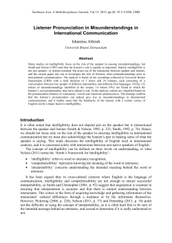 Listener Pronunciation in Misunderstandings in International