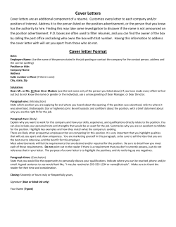 Sample Cover Letter Format