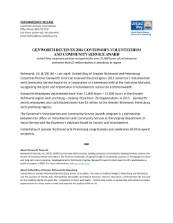 genworth receives 2016 governor`s volunteerism and community