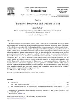 Parasites, behaviour and welfare in fish