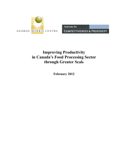 Improving Productivity in Canada`s Food Processing Sector through