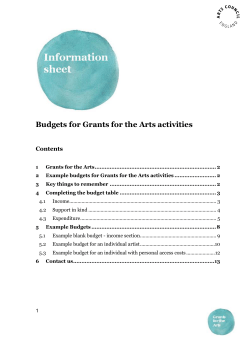 Budgets for Grants for the Arts activities