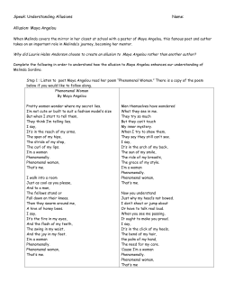 Speak: Understanding Allusions Name: Allusion: Maya Angelou