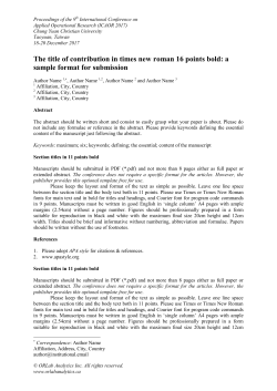 The title of contribution in times new roman 16