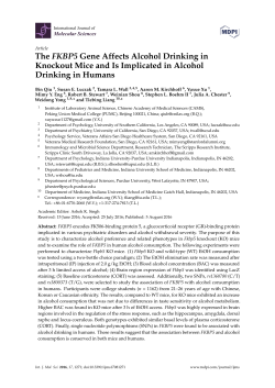 The FKBP5 Gene Affects Alcohol Drinking in Knockout Mice and Is