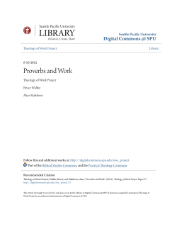 Proverbs and Work - Digital Commons @ SPU
