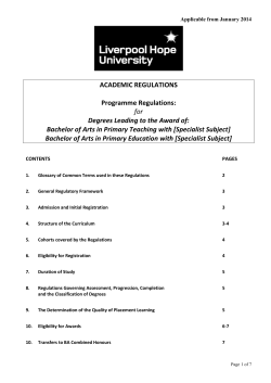 ACADEMIC REGULATIONS Programme Regulations: for Degrees