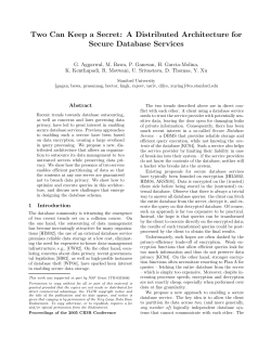 A Distributed Architecture for Secure Database Services
