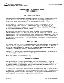 DEPARTMENT OF CORRECTIONS VISIT GUIDELINES