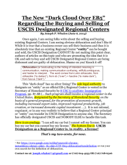 The New &ldquo;Dark Cloud Over EB5&rdquo; Regarding the Buying and Selling