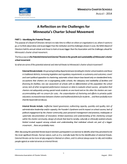 A Reflection on the Challenges for Minnesota`s Charter School