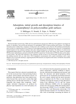 Adsorption, initial - Institute of Solid State Physics