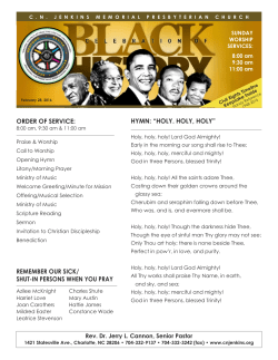 holy. holy, holy - CN Jenkins Memorial Presbyterian Church