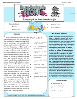 newsletter july 2016 - Bruce Peninsula Stone