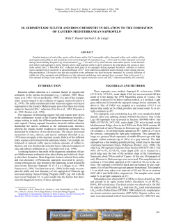 20. sedimentary sulfur and iron chemistry in relation to the formation