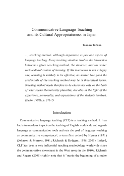 Communicative Language Teaching and its Cultural