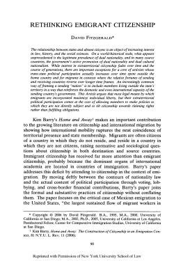 Rethinking Emigrant Citizenship - New York University Law Review