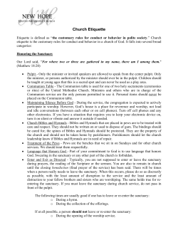 What is Church Etiquette - New Hope United Methodist Church
