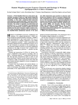 Human Megakaryocytes Express Clusterin and Package It Without