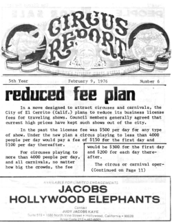 Circus Report, February 9, 1976, Vol. 5, No. 6