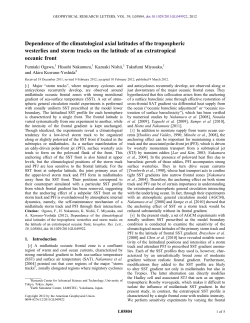 Dependence of the climatological axial latitudes of the tropospheric