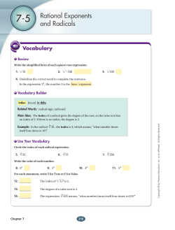 Rational Exponents and Radicals