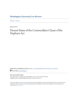 Present Status of the Commodities Clause of the Hepburn Act
