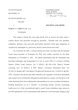 STATE OF MAINE KENNEBEC, ss. SUPERIOR COURT CIVIL