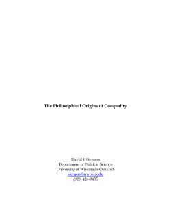 The Philosophical Origins of Coequality