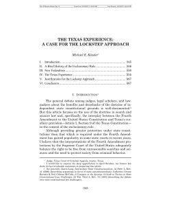 the texas experience: a case for the lockstep approach