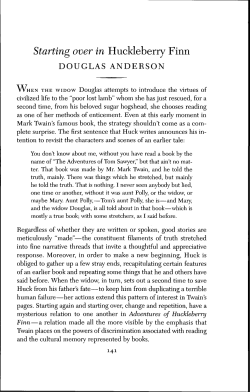 Starting over in Huckleberry Finn