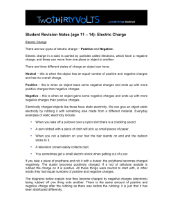 Student Revision Notes (age 11 – 14): Electric