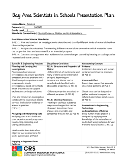 Bay Area Scientists in Schools Presentation Plan