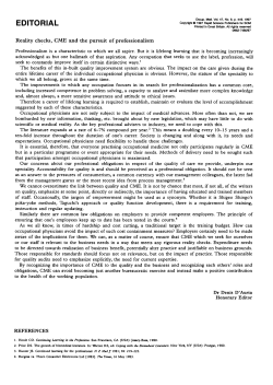 Reality checks, CME and the pursuit of professionalism