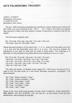 Ed`s Palindromic Trickery - Digital Commons @ Butler University