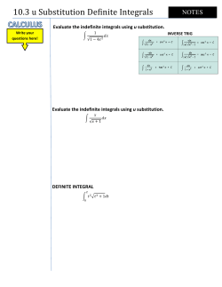 10.3 u Substitution Definite Integrals