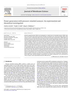 Journal of Membrane Science Power generation with pressure