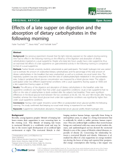 Effects of a late supper on digestion and the absorption of dietary