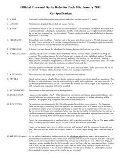 Official Pinewood Derby Rules for Pack 106, North Grafton, MA