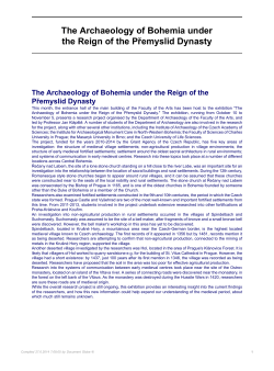 The Archaeology of Bohemia under the Reign of the Přemyslid