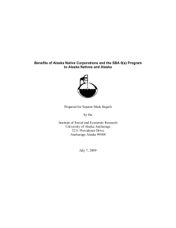 Benefits of Alaska Native Corporations and the SBA 8 - ISER