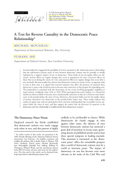 A Test for Reverse Causality in the Democratic Peace