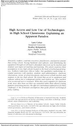 High access and low use of technologies in high school